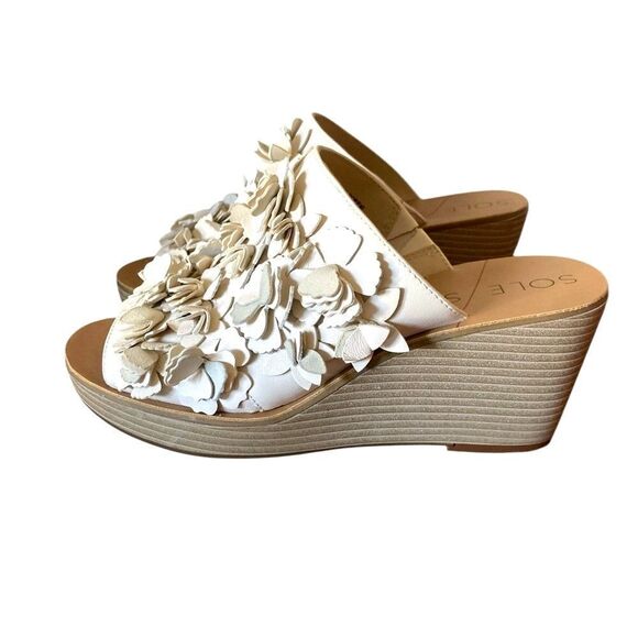 Sole Society Women's Cream Wedge Sandals Size 7.5 - Picture 3 of 12
